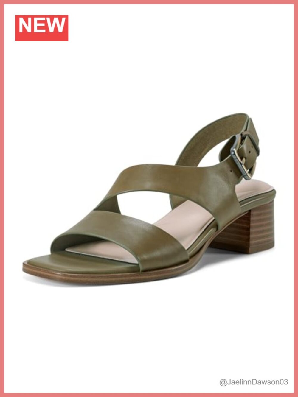 Women's Heeled Sandals Slingback Block Heel Leather Open Toe